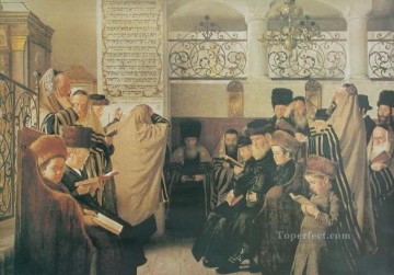 Isidor Kaufmann Painting - Día de la Expiación Isidor Kaufmann Judío húngaro